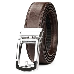 Mens Leather Ratchet Adjustable Dress Belt Brown